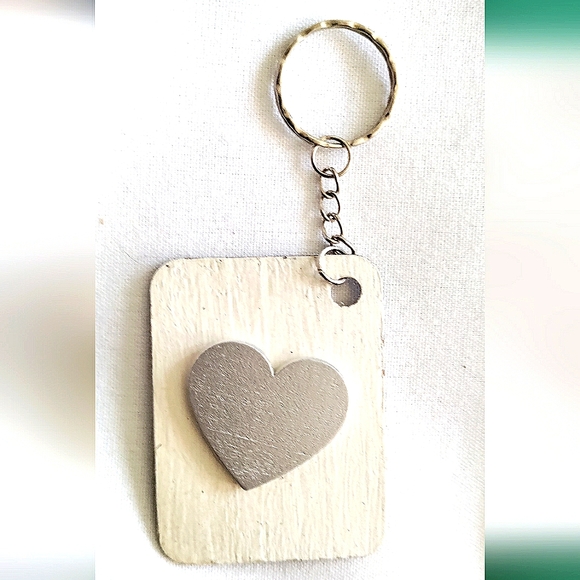 NEW Handmade Keychain Bag Tag! Italian Wood Art 02. "I LOVE My Bag" Wooden Heart - Picture 5 of 6
